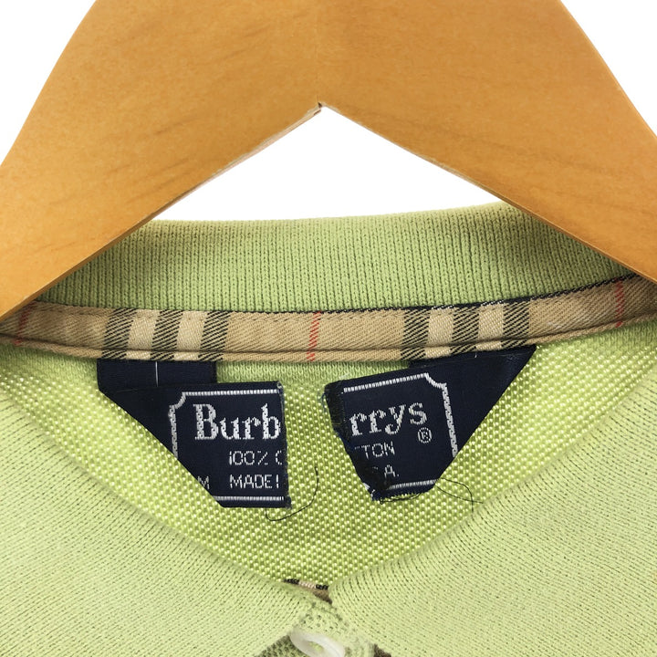 Burberry's short sleeve polo shirt, made in the USA, size M for men cotton green type yellow green Vintage Second Hand