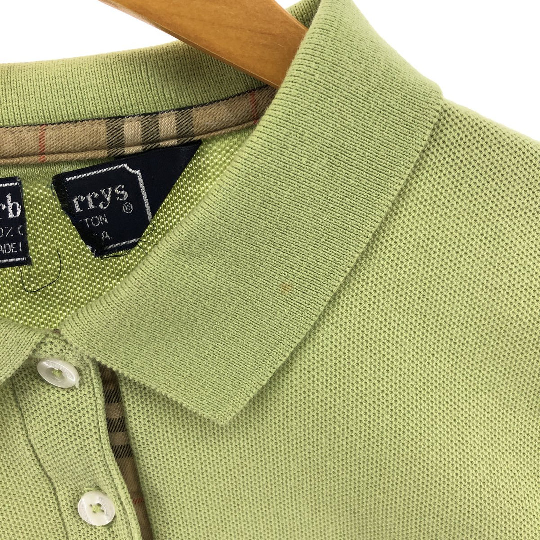 Burberry's short sleeve polo shirt, made in the USA, size M for men cotton green type yellow green Vintage Second Hand