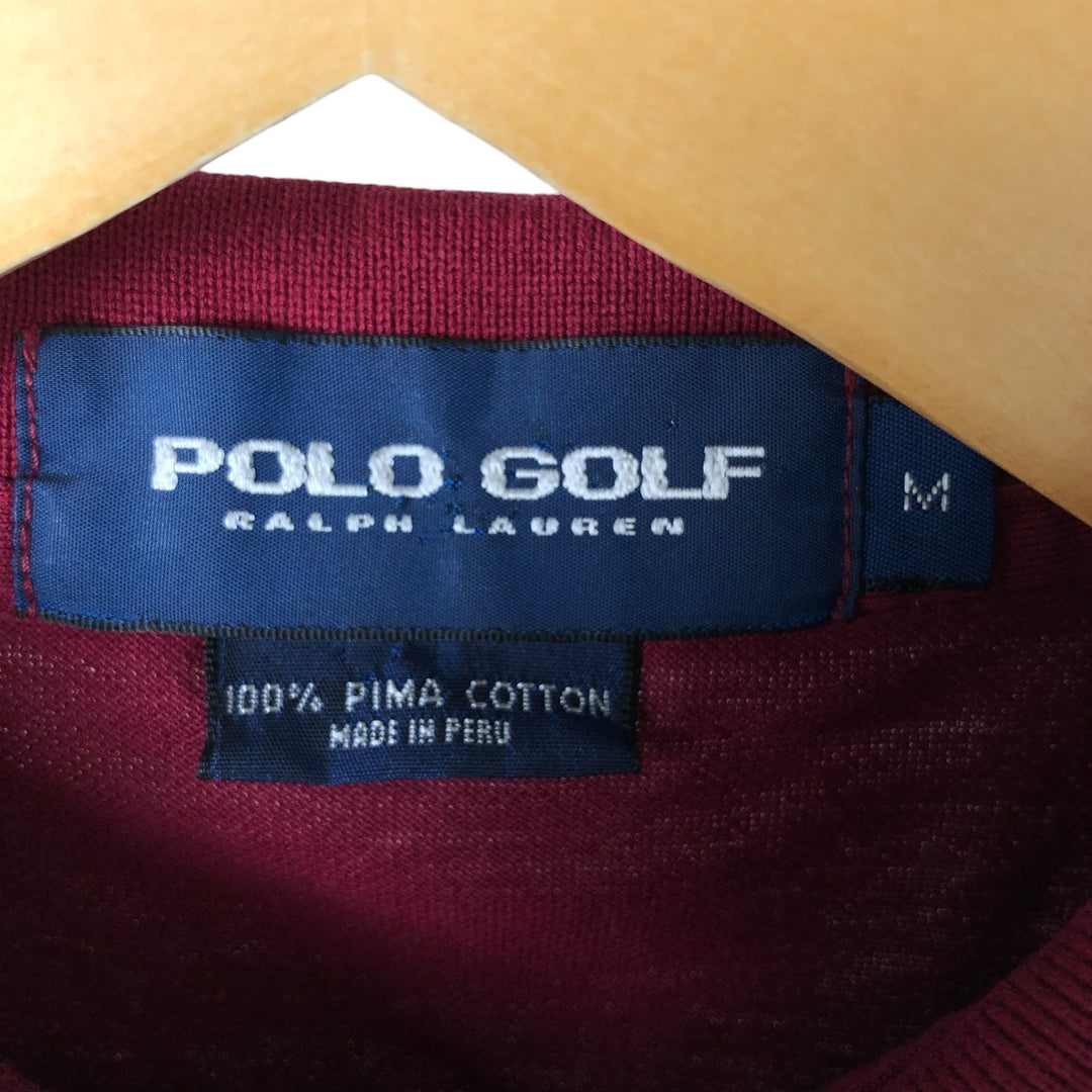 Ralph Lauren POLO GOLF Short Sleeve Polo Shirt Men's M Pima Cotton bordeaux Vintage Second Hand