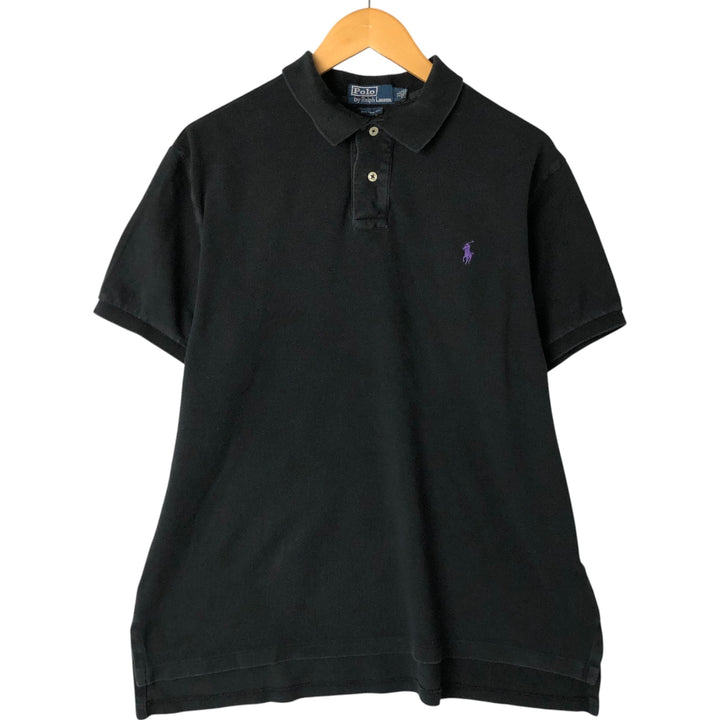 Ralph Lauren POLO by Ralph Lauren CUSTOM FIT short sleeve polo shirt, men's XL size cotton black type Vintage Second Hand