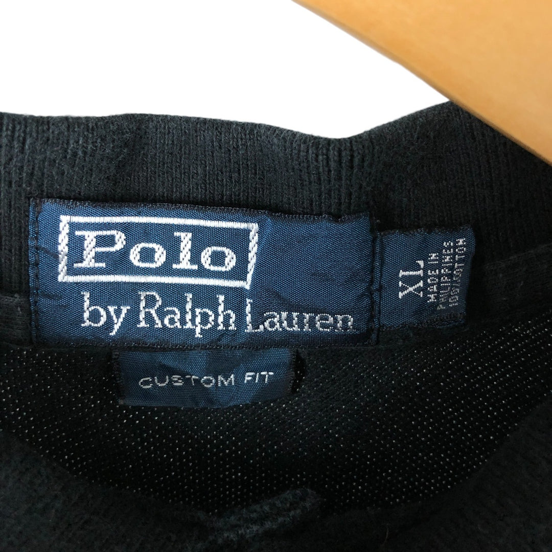 Ralph Lauren POLO by Ralph Lauren CUSTOM FIT short sleeve polo shirt, men's XL size cotton black type Vintage Second Hand
