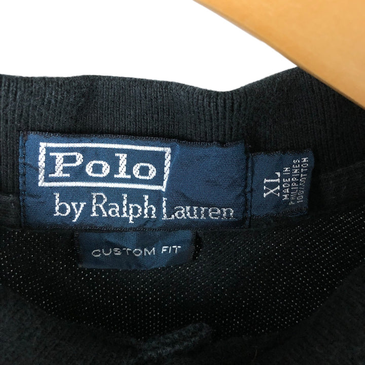Ralph Lauren POLO by Ralph Lauren CUSTOM FIT short sleeve polo shirt, men's XL size cotton black type Vintage Second Hand