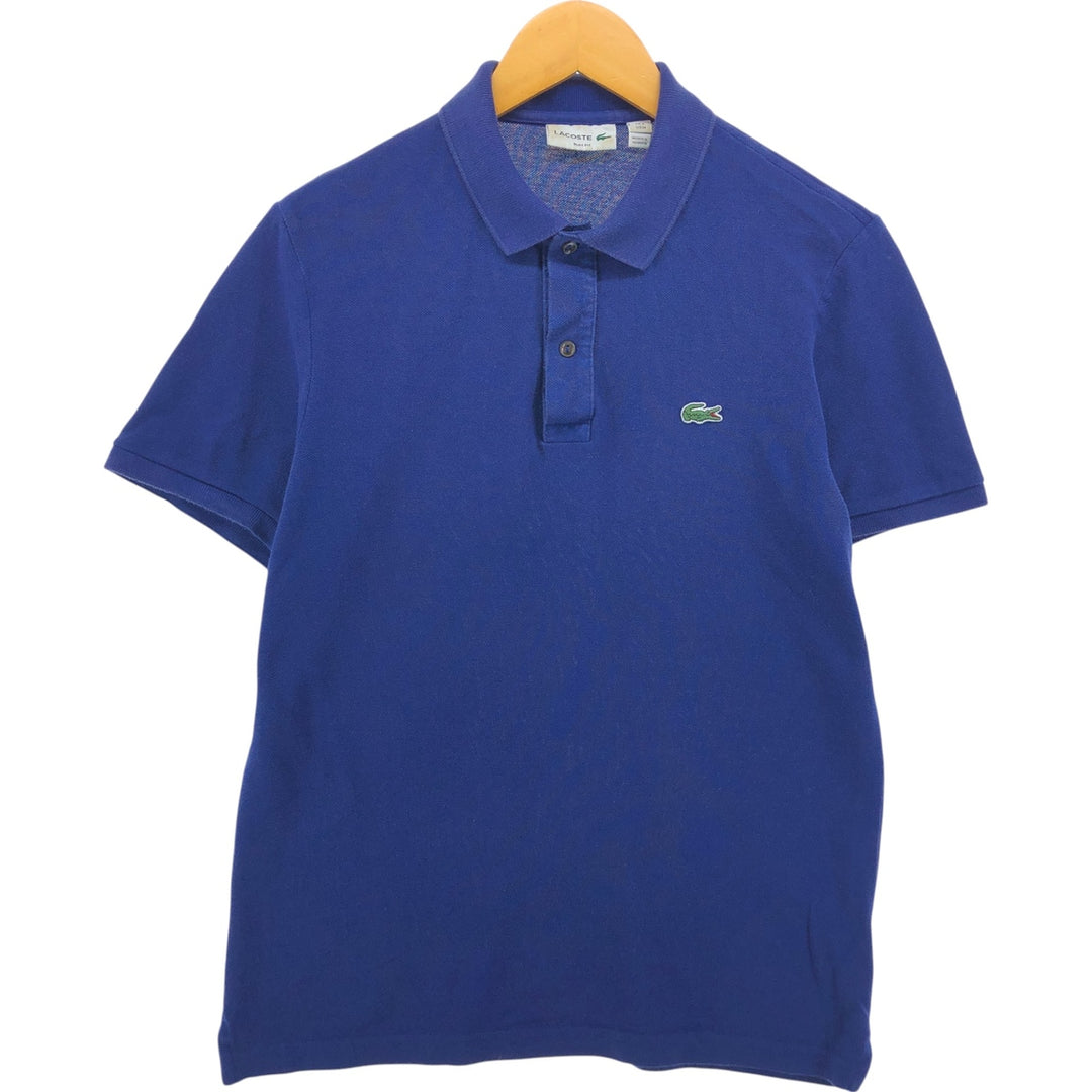 Lacoste short sleeve polo shirt, men's size M cotton blue type Vintage Second Hand
