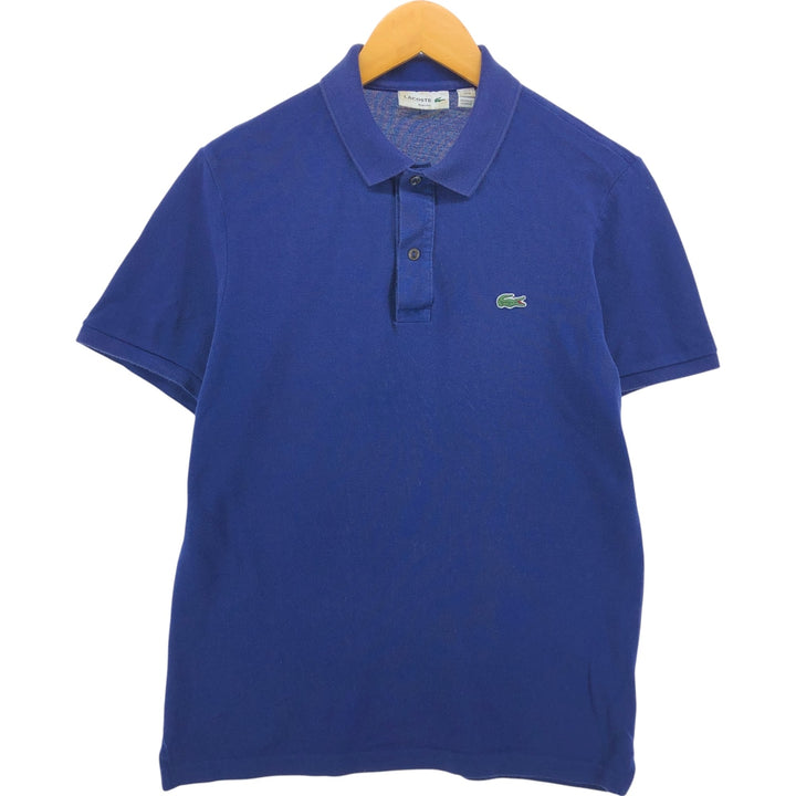 Lacoste short sleeve polo shirt, men's size M cotton blue type Vintage Second Hand