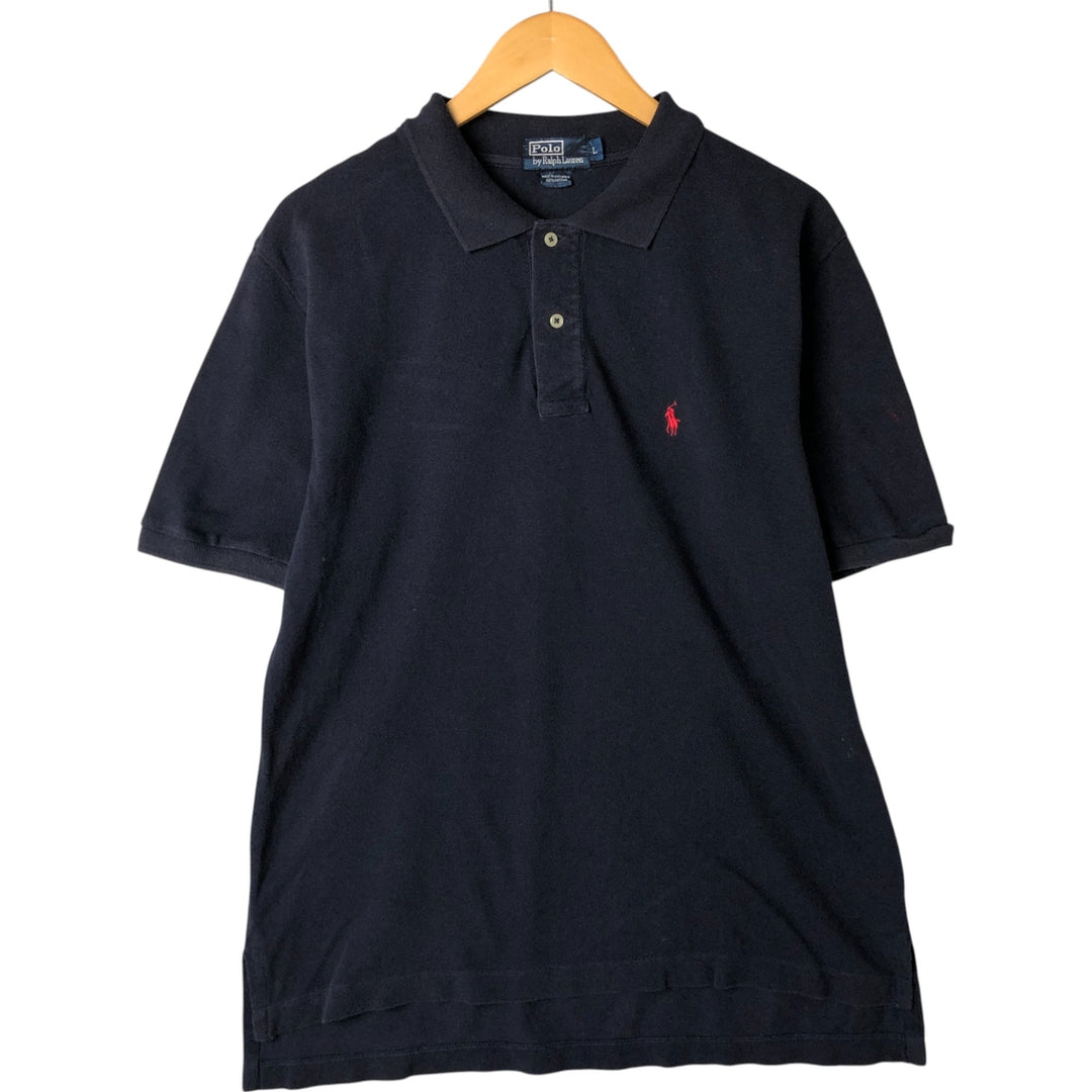 Ralph Lauren POLO by Ralph Lauren short sleeve polo shirt, men's size L cotton black type Vintage Second Hand