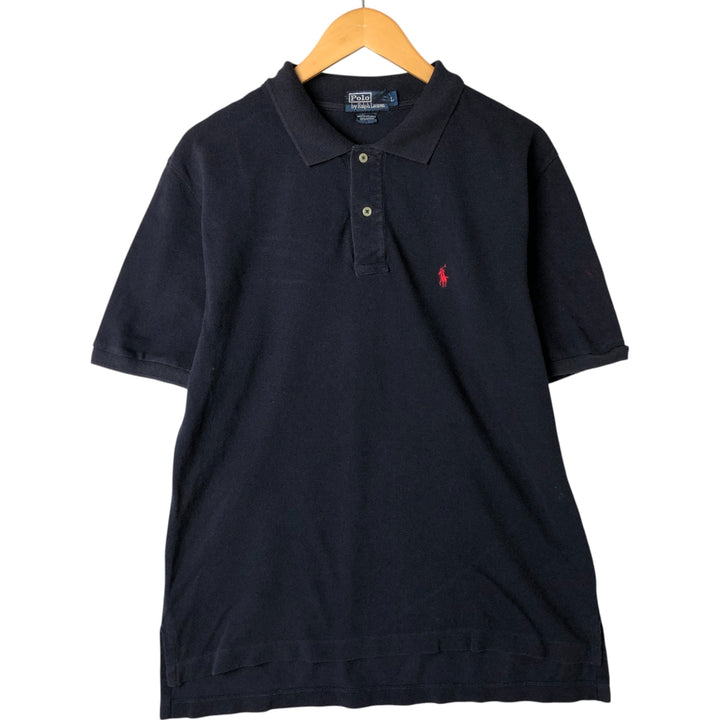 Ralph Lauren POLO by Ralph Lauren short sleeve polo shirt, men's size L cotton black type Vintage Second Hand