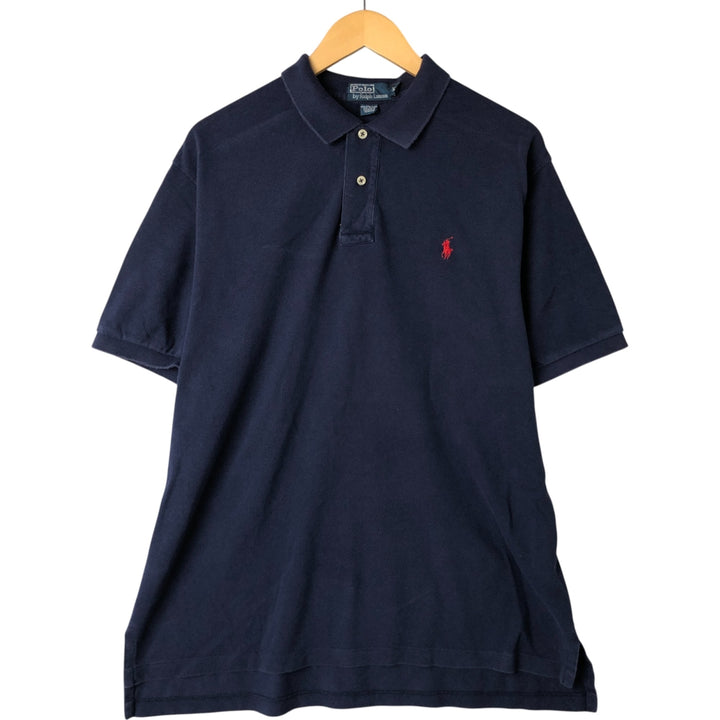 Ralph Lauren POLO by Ralph Lauren CUSTOM FIT short sleeve polo shirt, men's XL size cotton navy blue type Vintage Second Hand