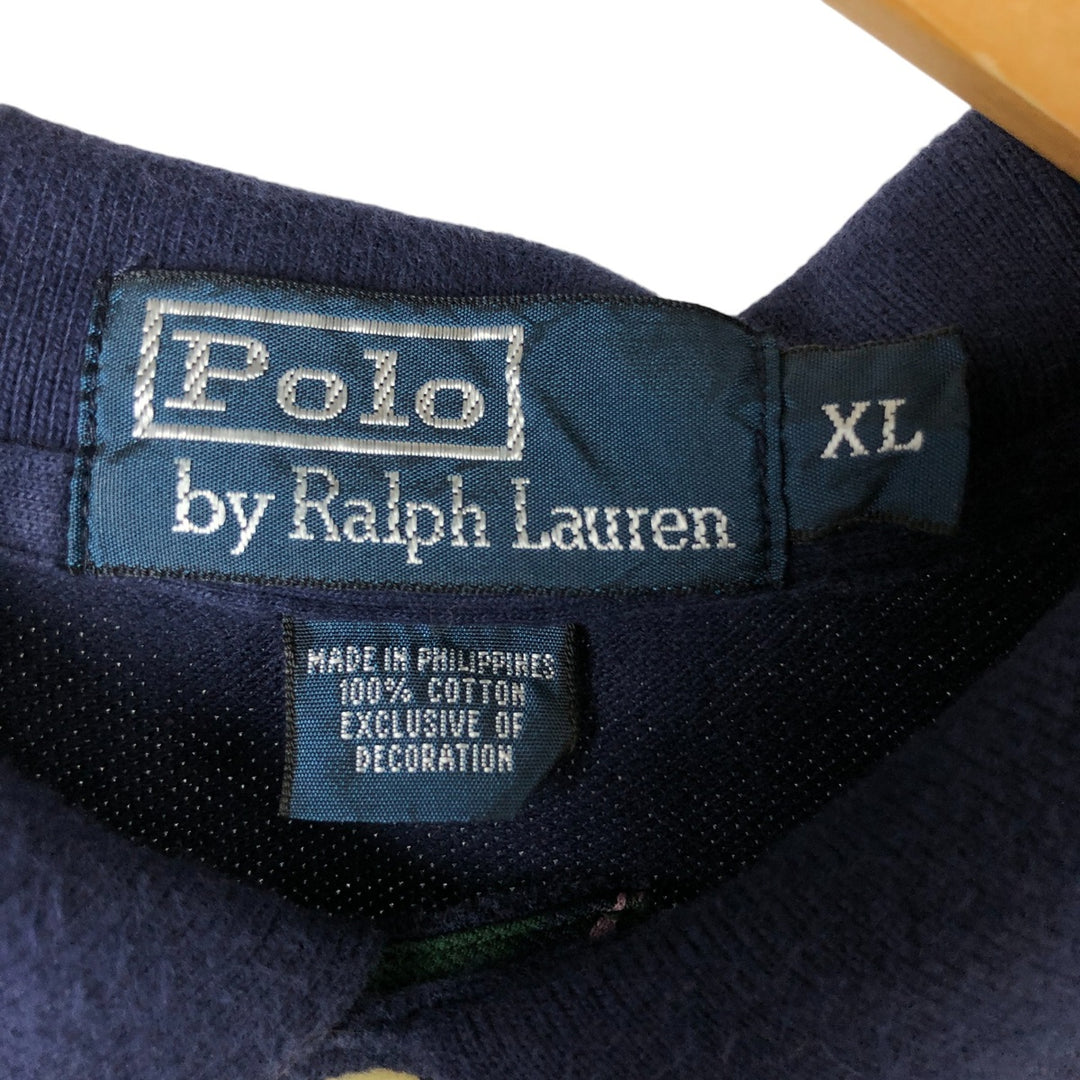 Ralph Lauren POLO by Ralph Lauren CUSTOM FIT short sleeve polo shirt, men's XL size cotton navy blue type Vintage Second Hand