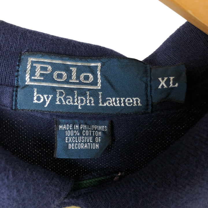 Ralph Lauren POLO by Ralph Lauren CUSTOM FIT short sleeve polo shirt, men's XL size cotton navy blue type Vintage Second Hand