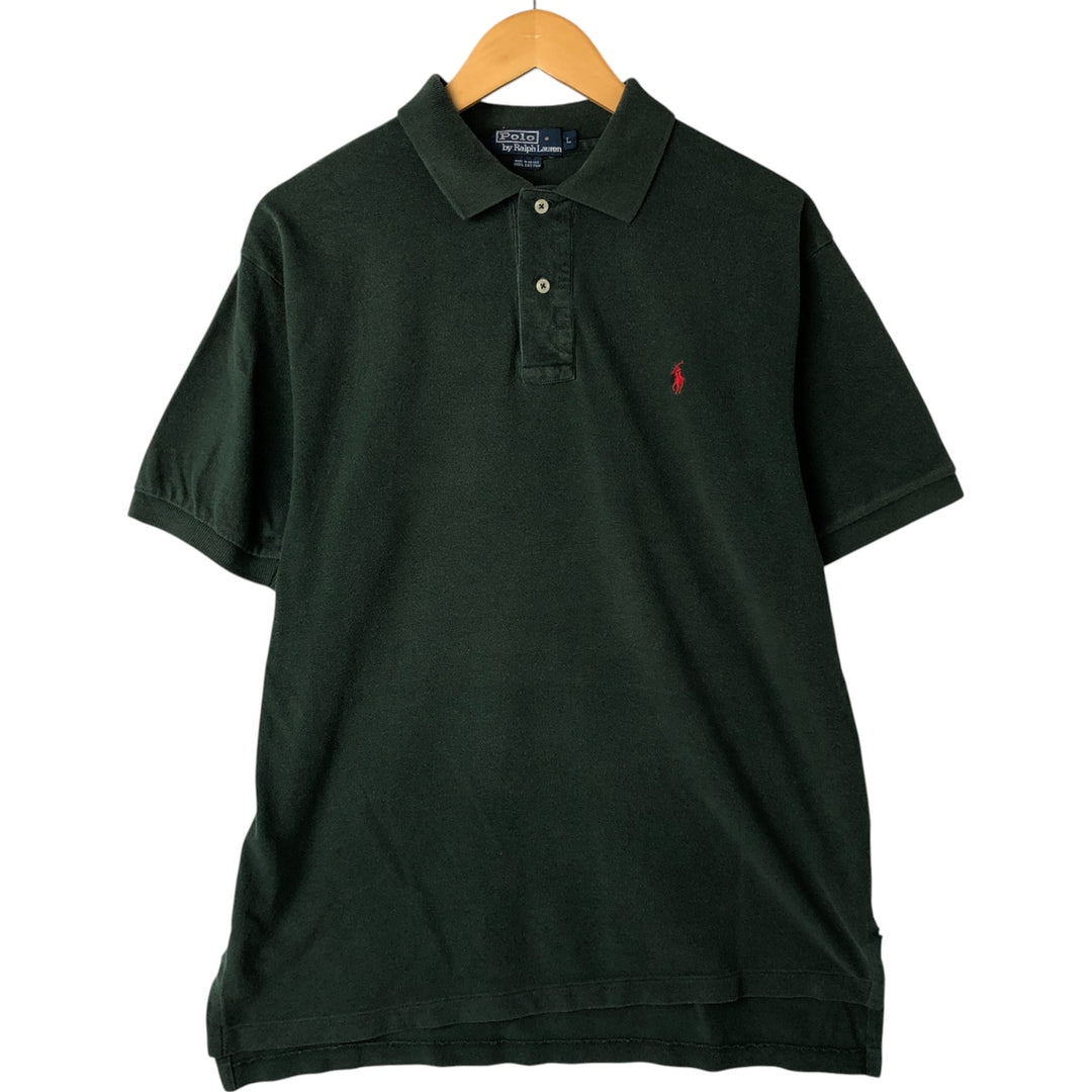 Ralph Lauren POLO by Ralph Lauren short sleeve polo shirt, men's size L cotton Green type dark green Vintage Second Hand