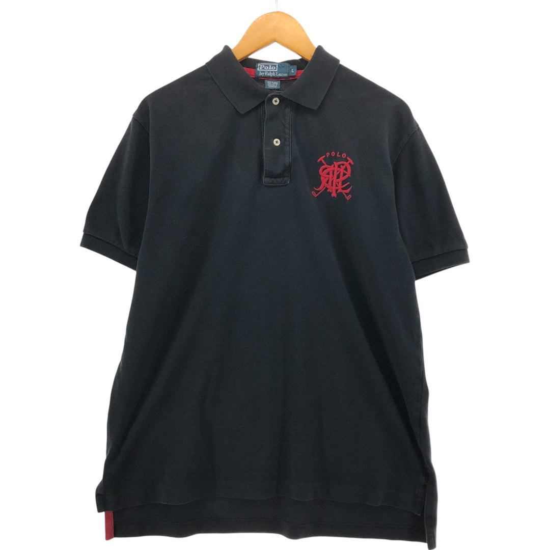 Ralph Lauren POLO by Ralph Lauren short sleeve polo shirt, men's size L cotton black type Vintage Second Hand