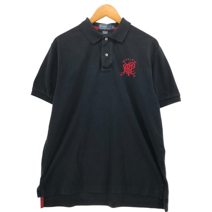 Ralph Lauren POLO by Ralph Lauren short sleeve polo shirt, men's size L cotton black type Vintage Second Hand