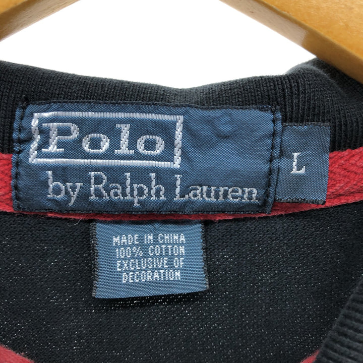 Ralph Lauren POLO by Ralph Lauren short sleeve polo shirt, men's size L cotton black type Vintage Second Hand
