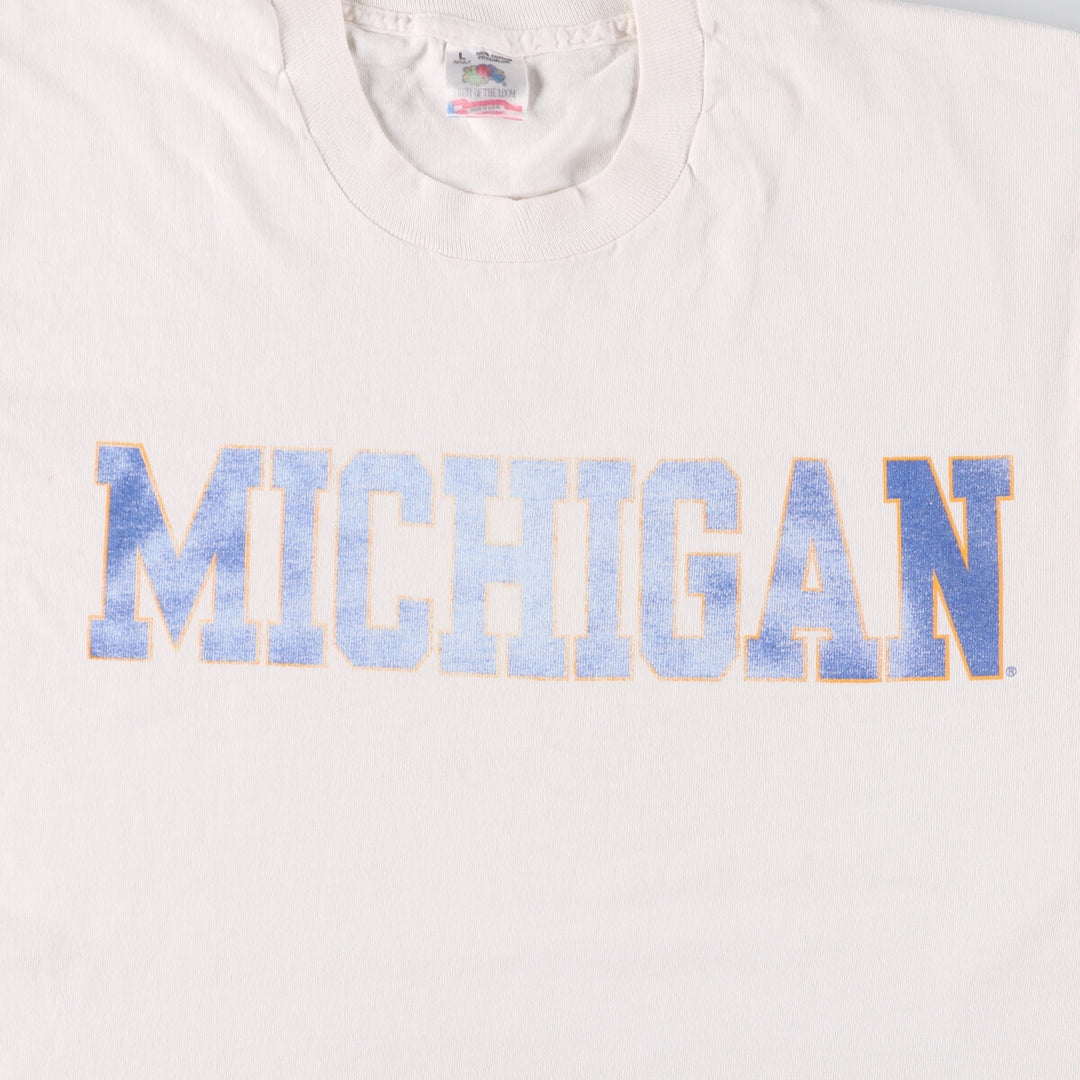 90'S Fruit of the Loom MICHIGAN STATE Michigan State University College T-shirt Made in USA Men's L Vintage cotton white type Vintage Second Hand