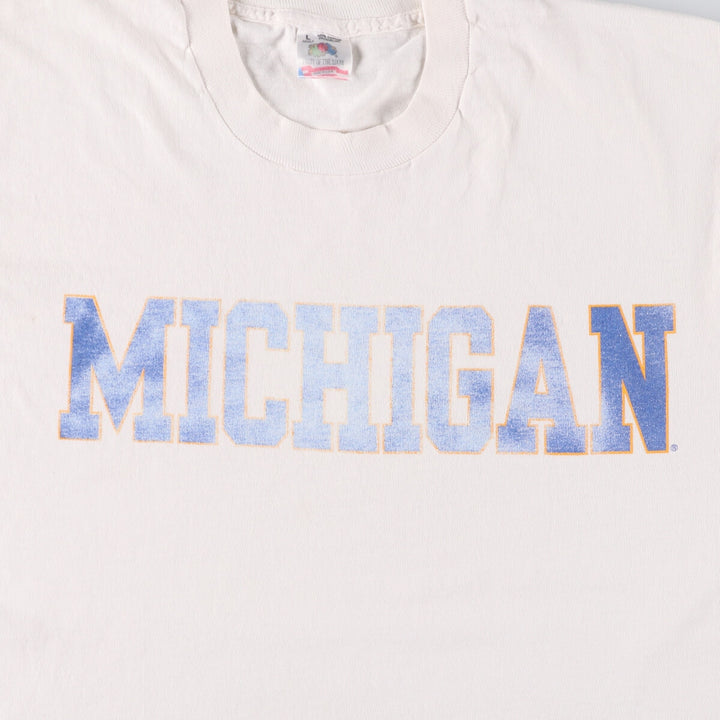 90'S Fruit of the Loom MICHIGAN STATE Michigan State University College T-shirt Made in USA Men's L Vintage cotton white type Vintage Second Hand