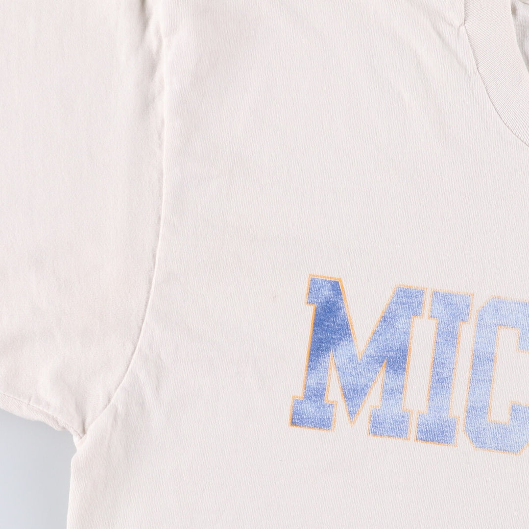 90'S Fruit of the Loom MICHIGAN STATE Michigan State University College T-shirt Made in USA Men's L Vintage cotton white type Vintage Second Hand