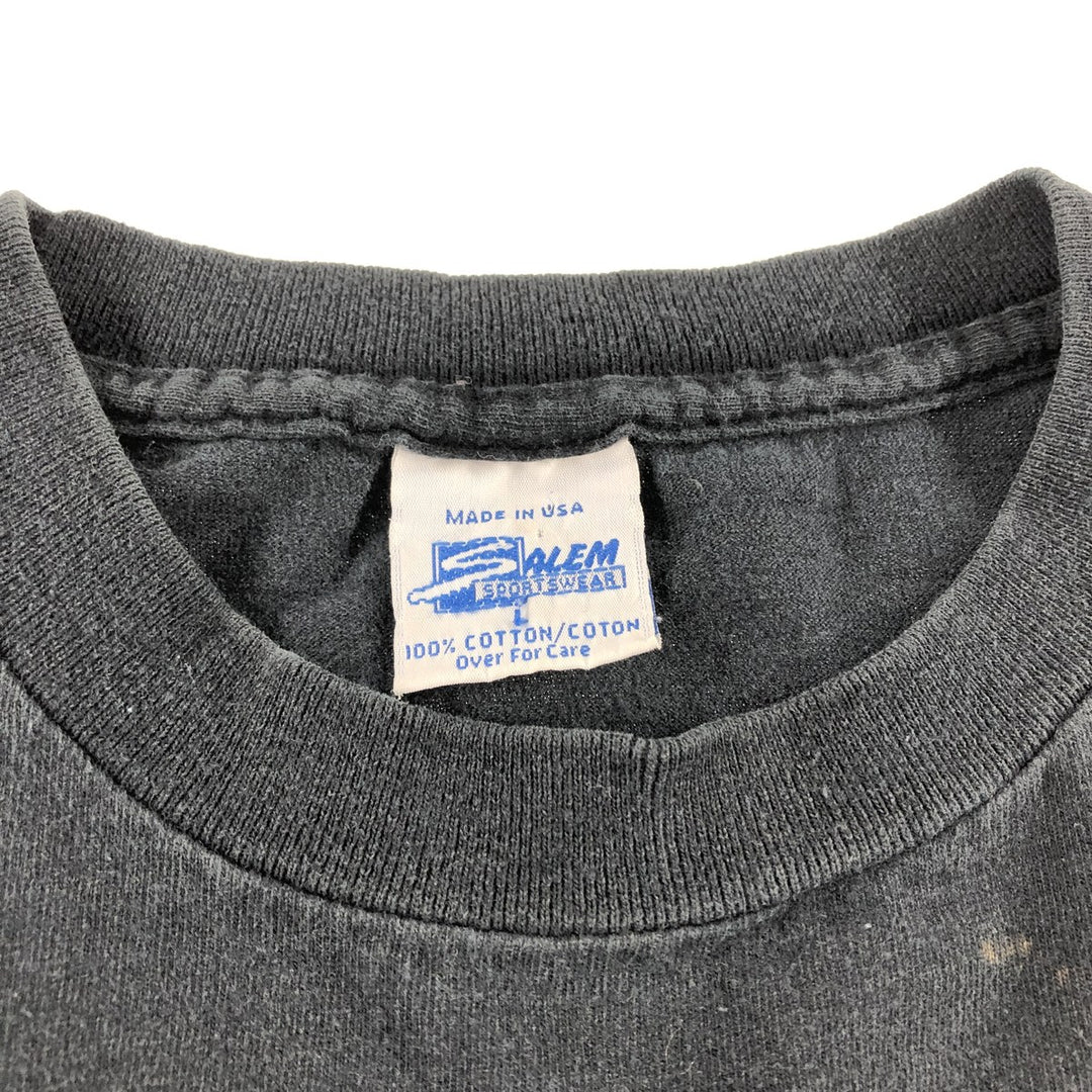 90'S SALEM SPORTSWEAR NBA CHICAGO BULLS Chicago Bulls sports print T-shirt made in USA, men's size L, vintage cotton black type Vintage Second Hand