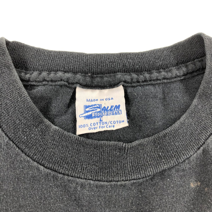 90'S SALEM SPORTSWEAR NBA CHICAGO BULLS Chicago Bulls sports print T-shirt made in USA, men's size L, vintage cotton black type Vintage Second Hand