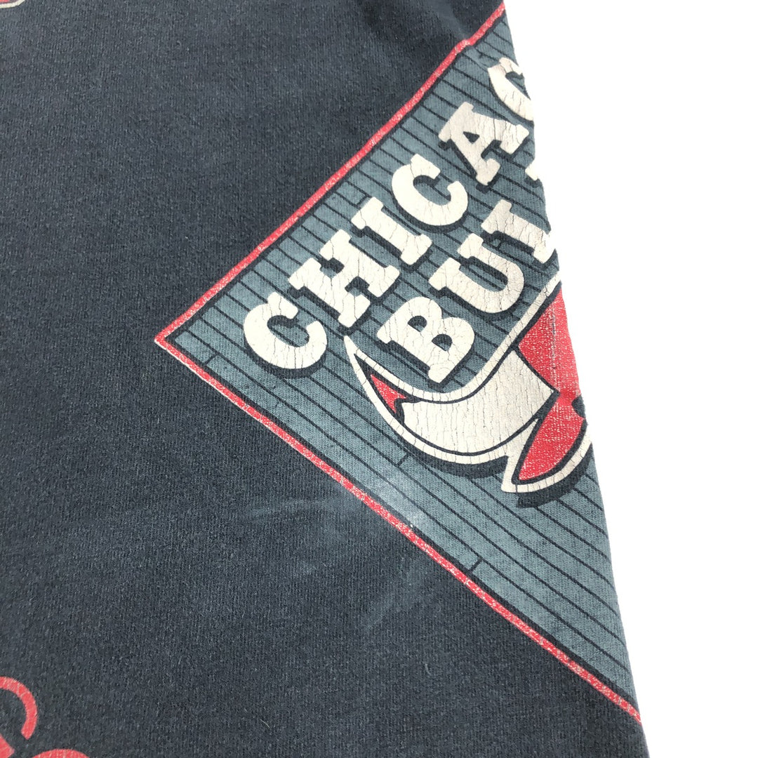 90'S SALEM SPORTSWEAR NBA CHICAGO BULLS Chicago Bulls sports print T-shirt made in USA, men's size L, vintage cotton black type Vintage Second Hand