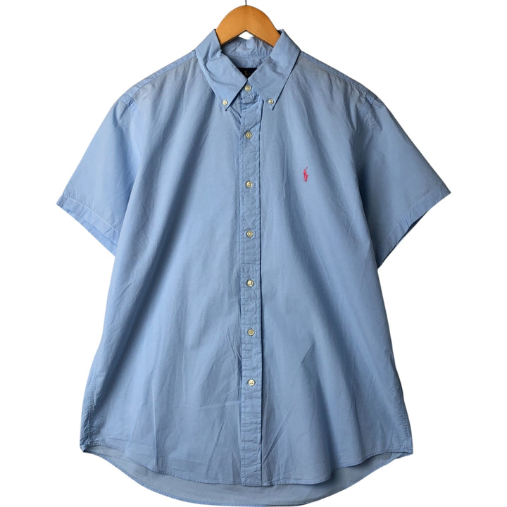 Ralph Lauren short sleeve button down shirt, men's size L cotton Blue type light blue Vintage Second Hand