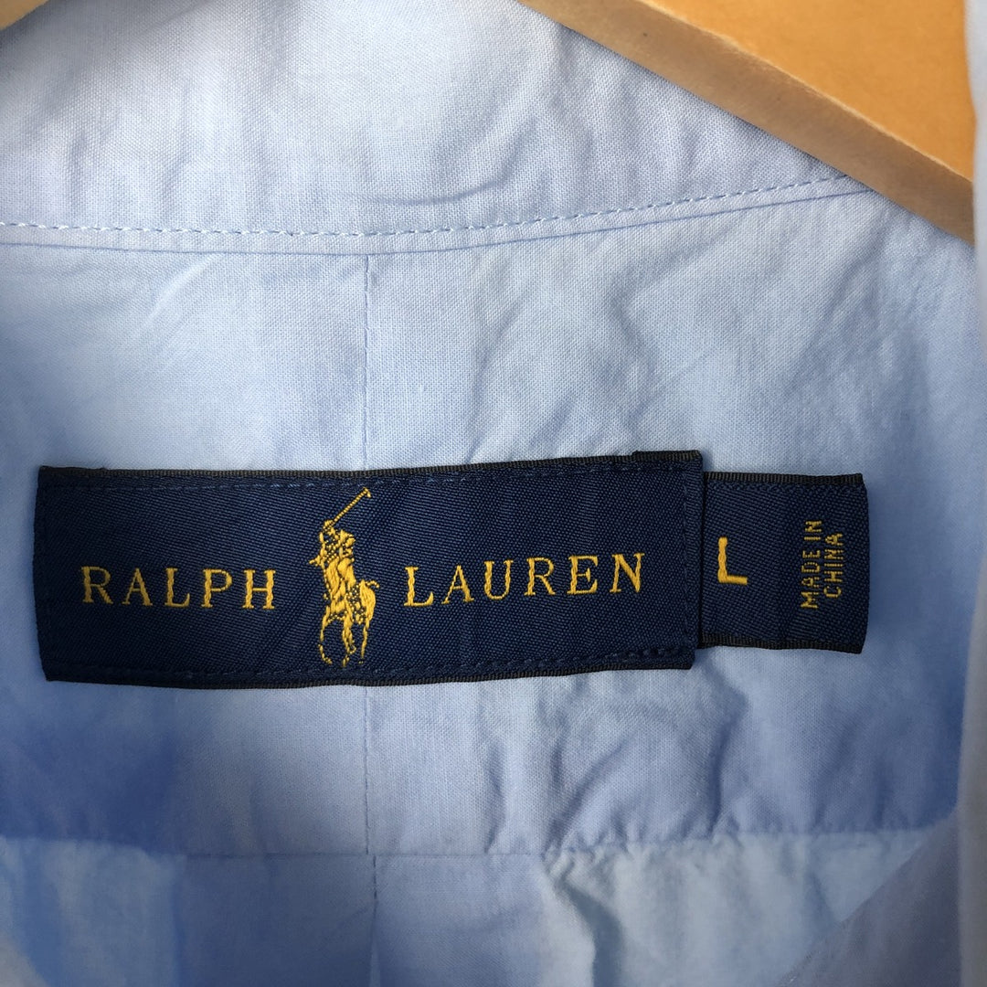 Ralph Lauren short sleeve button down shirt, men's size L cotton Blue type light blue Vintage Second Hand