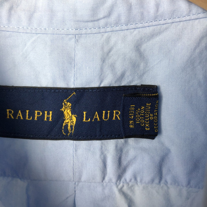 Ralph Lauren short sleeve button down shirt, men's size L cotton Blue type light blue Vintage Second Hand