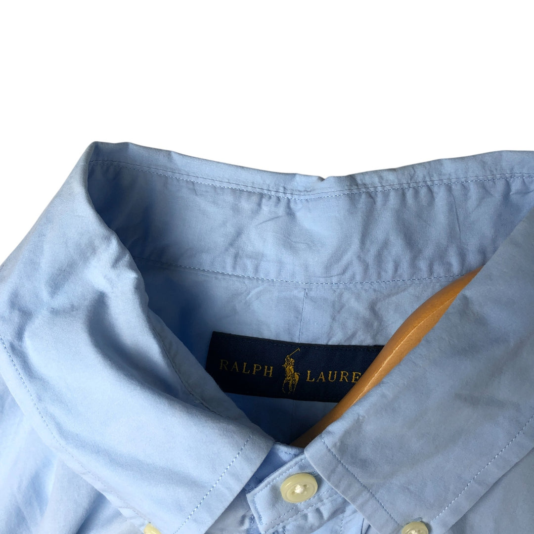 Ralph Lauren short sleeve button down shirt, men's size L cotton Blue type light blue Vintage Second Hand