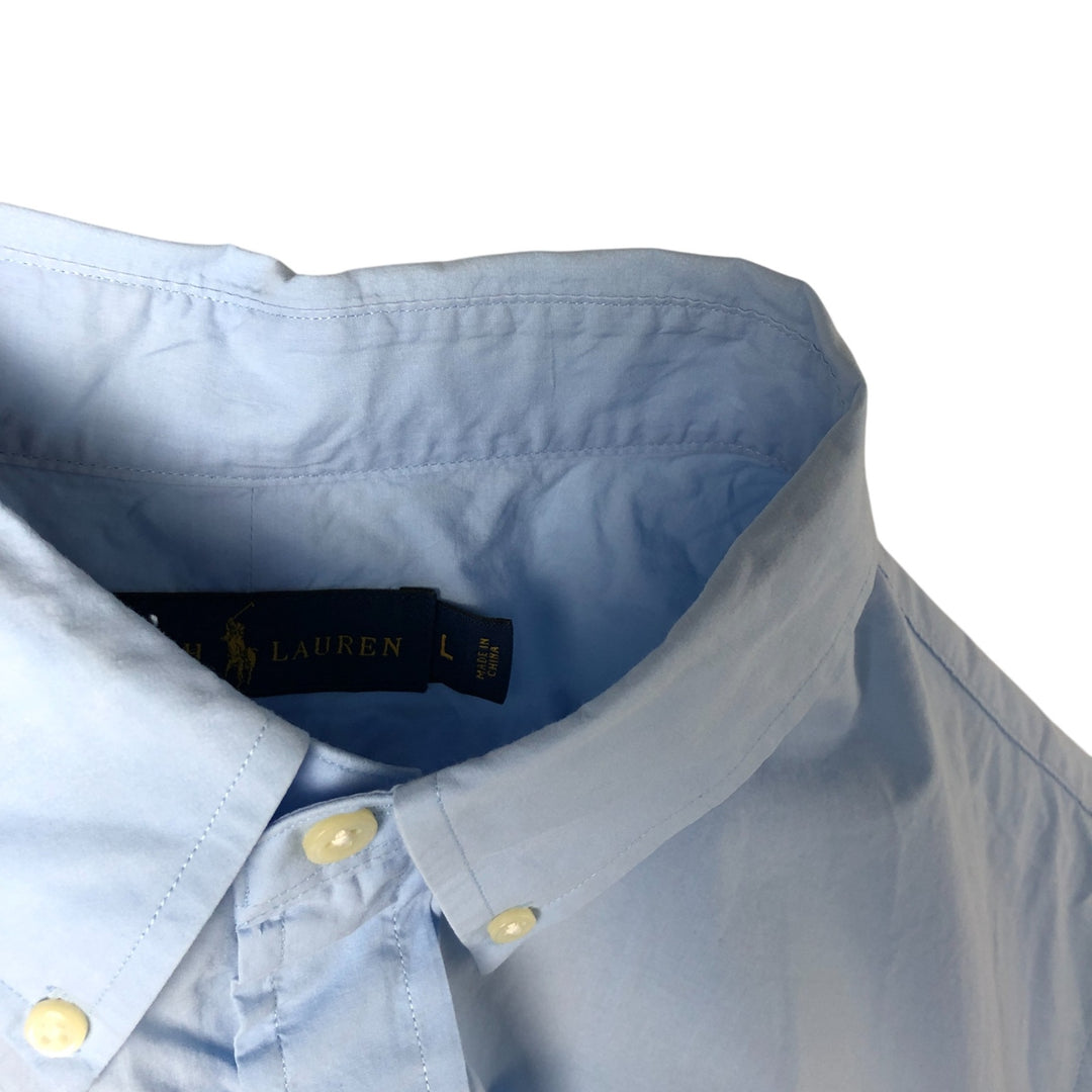 Ralph Lauren short sleeve button down shirt, men's size L cotton Blue type light blue Vintage Second Hand