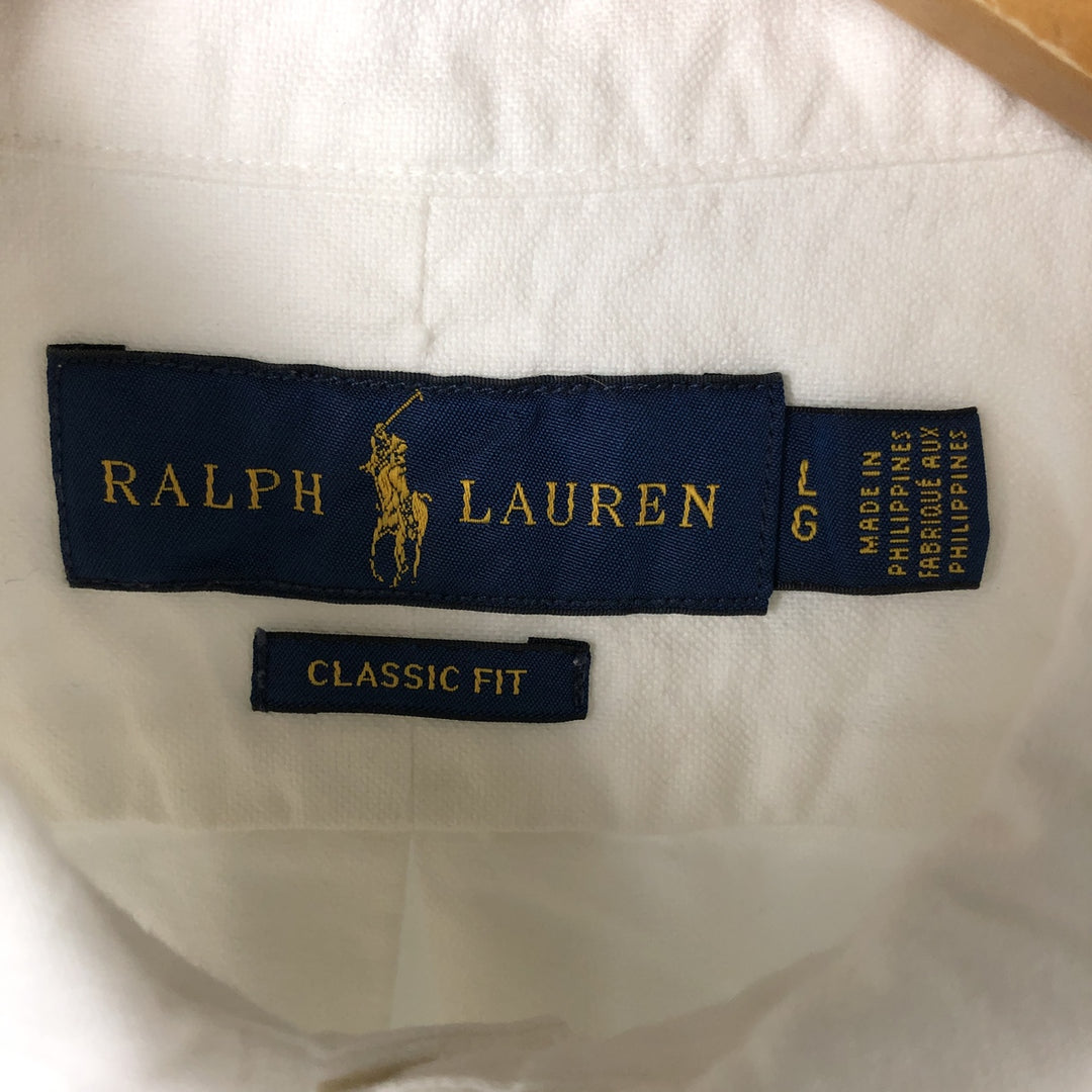 Ralph Lauren Classic Fit short sleeve button down shirt, men's size L cotton white type Vintage Second Hand