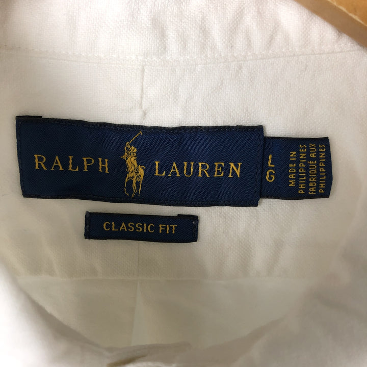 Ralph Lauren Classic Fit short sleeve button down shirt, men's size L cotton white type Vintage Second Hand