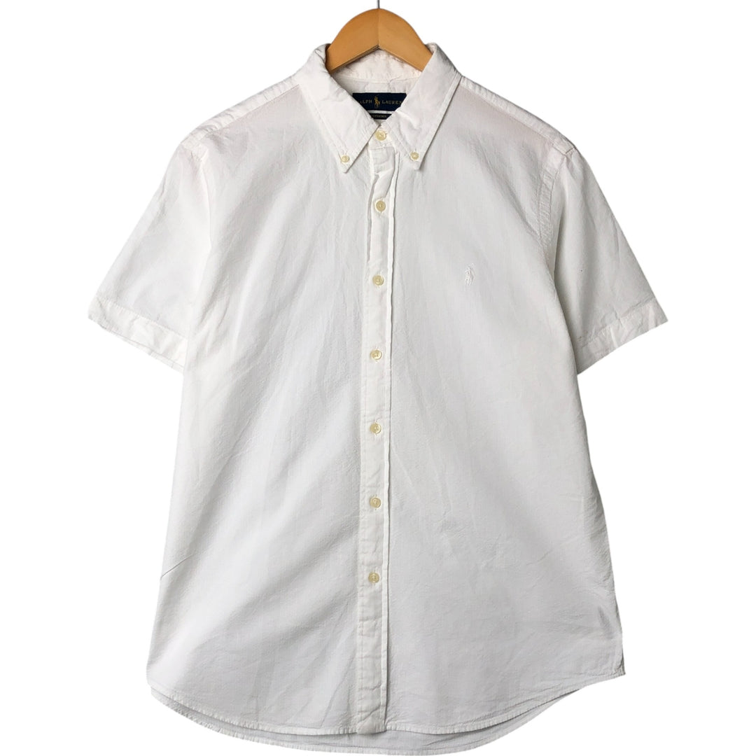 Ralph Lauren SEERSUCKERS short sleeve button down shirt, men's size L cotton white type Vintage Second Hand