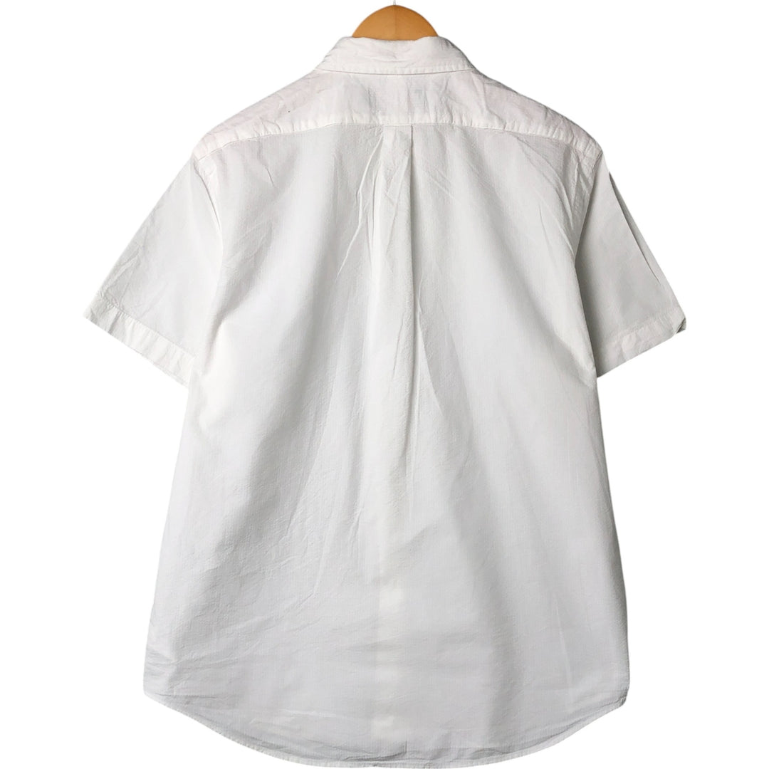 Ralph Lauren SEERSUCKERS short sleeve button down shirt, men's size L cotton white type Vintage Second Hand