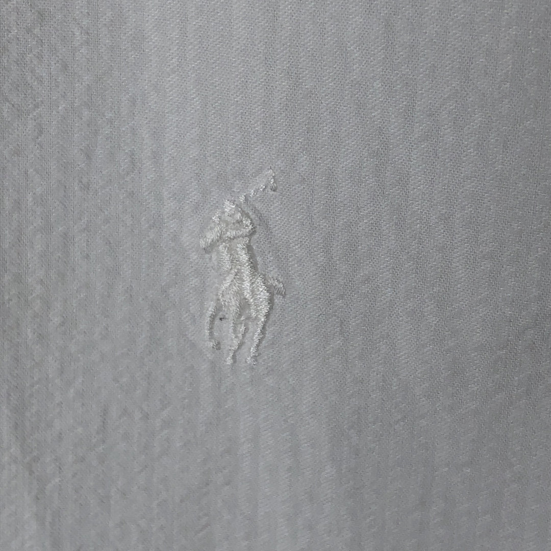 Ralph Lauren SEERSUCKERS short sleeve button down shirt, men's size L cotton white type Vintage Second Hand