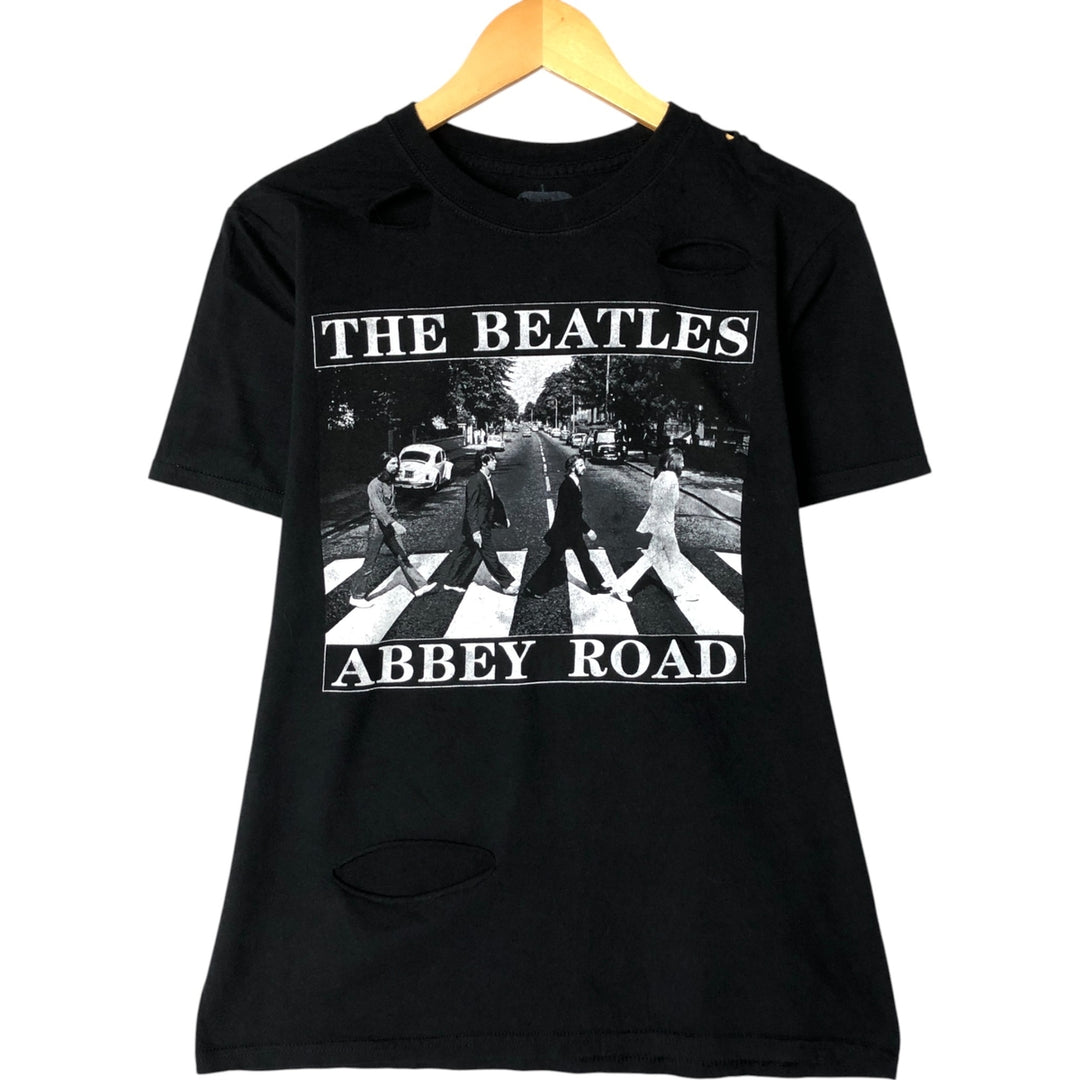 THE BEATLES Band T-shirt, Men's M size cotton black type Vintage Second Hand