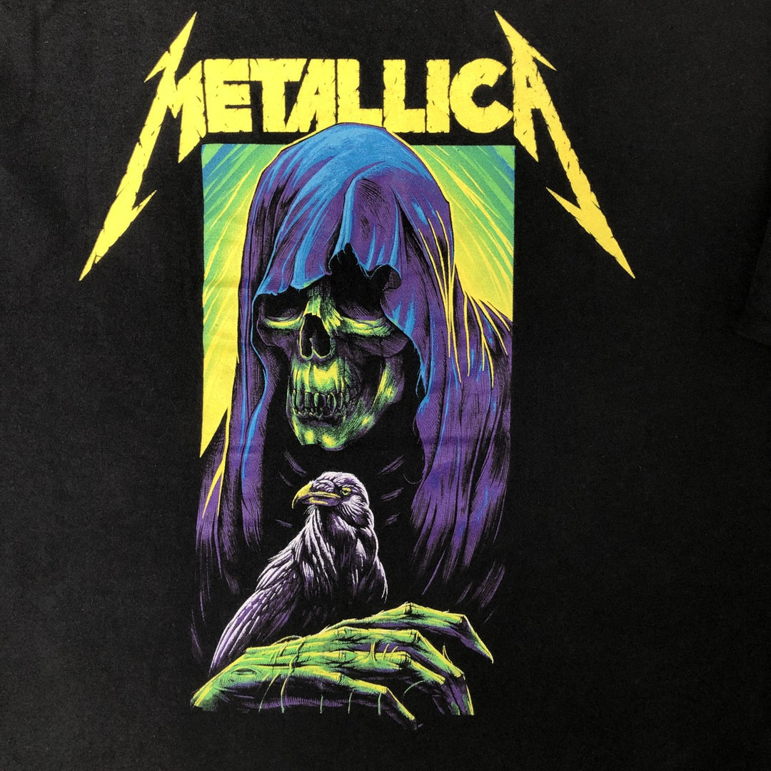 METALLICA Skull Pattern Band T-shirt Band Tee Men's M size cotton black type Vintage Second Hand