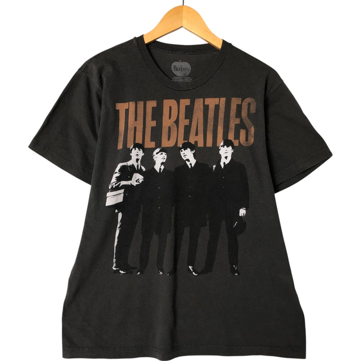 THE BEATLES Band T-shirt, Men's L size cotton Khaki type sage green Vintage Second Hand