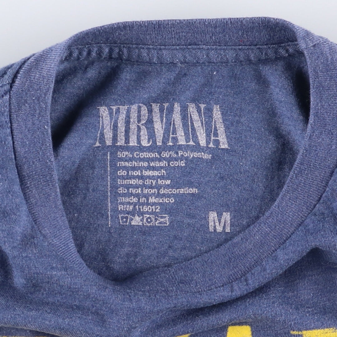NIRVANA Nirvana Band T-shirt, Band T, Men's M size cotton blue type Vintage Second Hand
