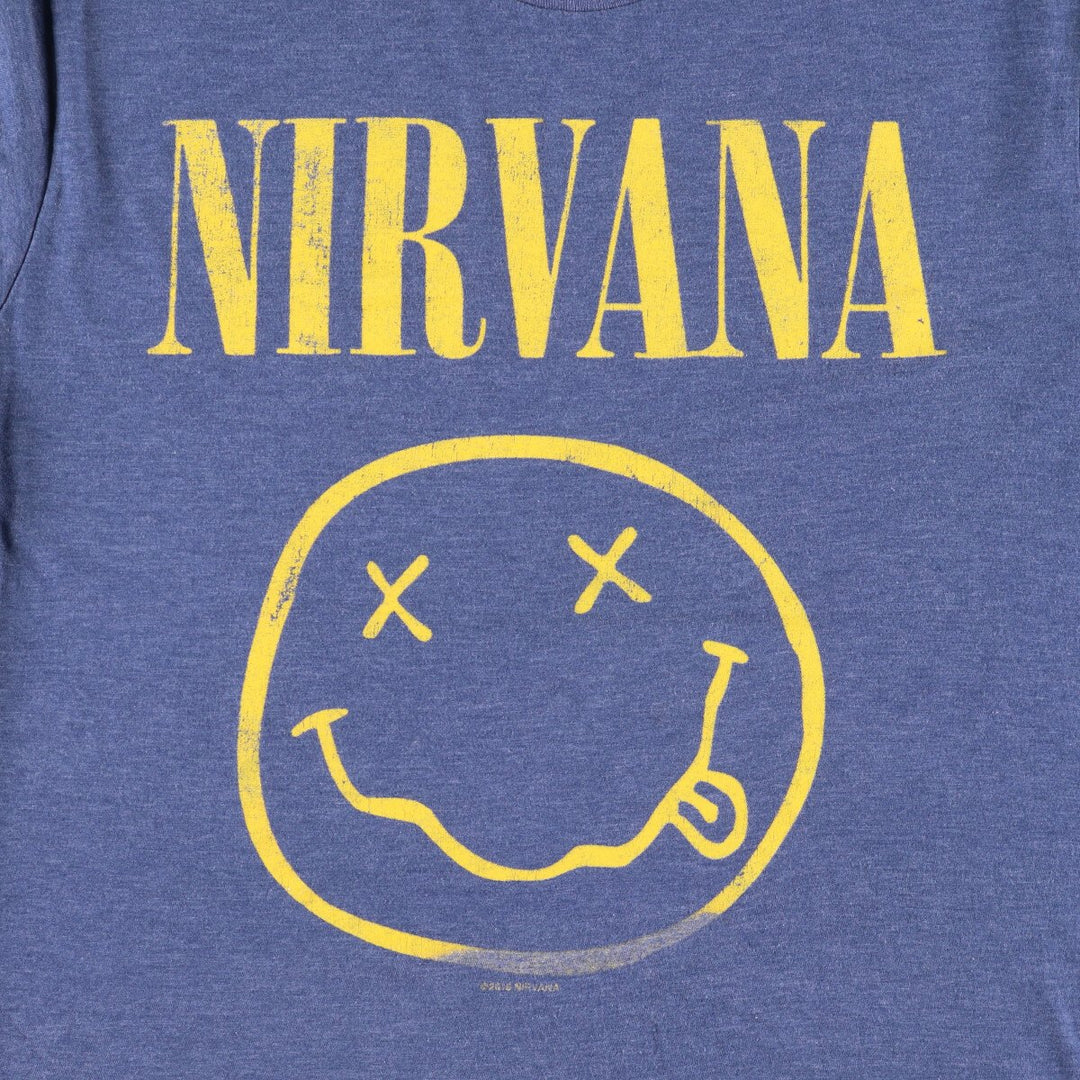 NIRVANA Nirvana Band T-shirt, Band T, Men's M size cotton blue type Vintage Second Hand