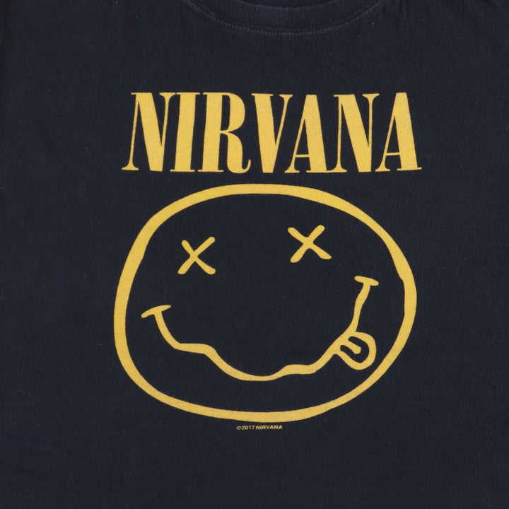 Gildan GILDAN NIRVANA Nirvana Band T-shirt Band T Men's L size cotton black type Vintage Second Hand