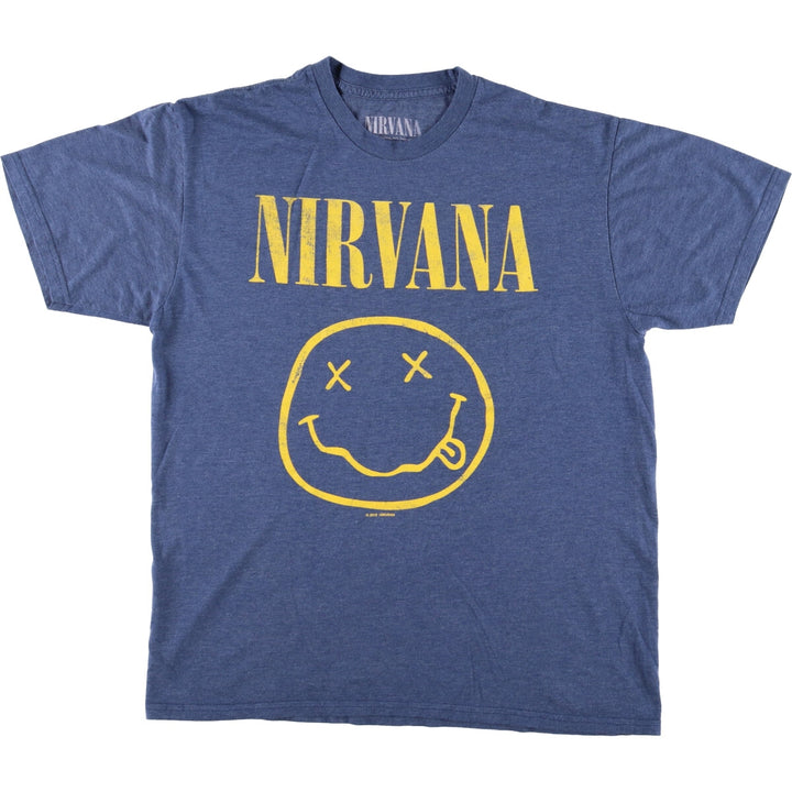 NIRVANA Nirvana Band T-shirt, Band T, Men's L size cotton blue type Vintage Second Hand