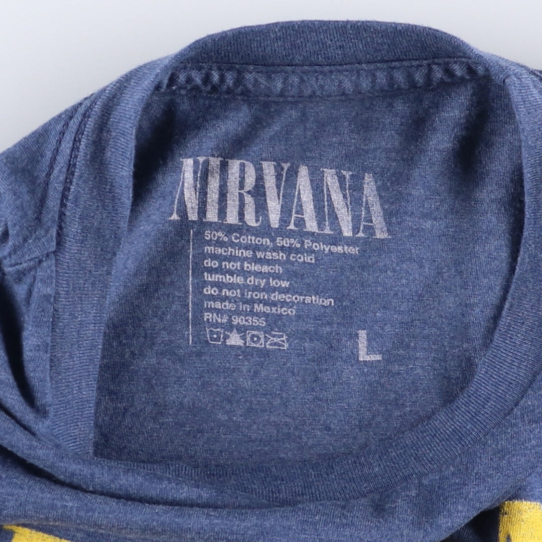 NIRVANA Nirvana Band T-shirt, Band T, Men's L size cotton blue type Vintage Second Hand