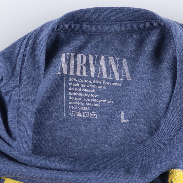 NIRVANA Nirvana Band T-shirt, Band T, Men's L size cotton blue type Vintage Second Hand