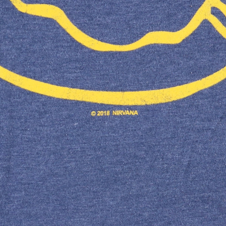 NIRVANA Nirvana Band T-shirt, Band T, Men's L size cotton blue type Vintage Second Hand