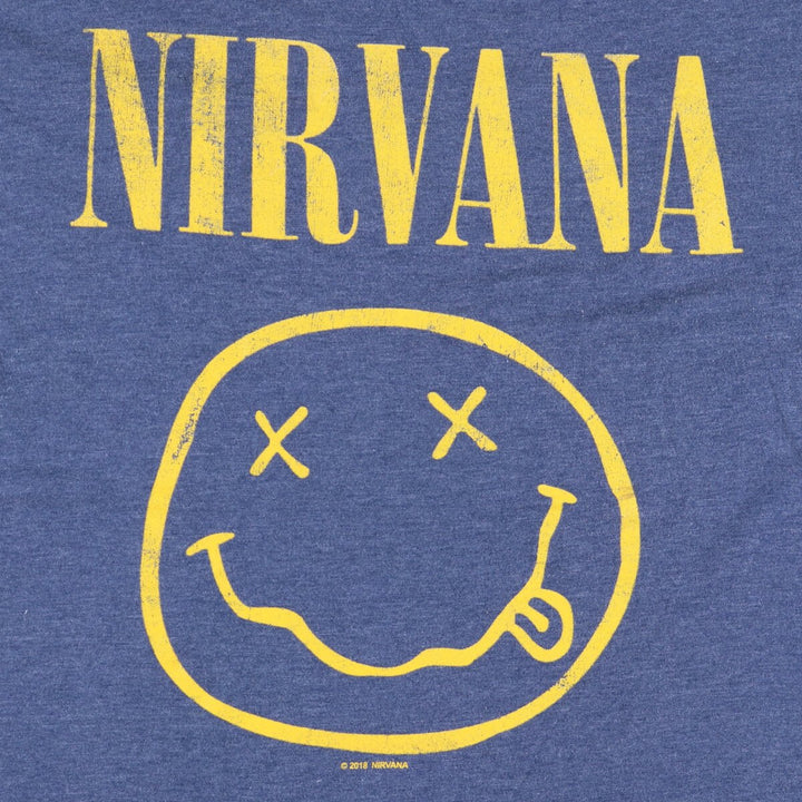 NIRVANA Nirvana Band T-shirt, Band T, Men's L size cotton blue type Vintage Second Hand