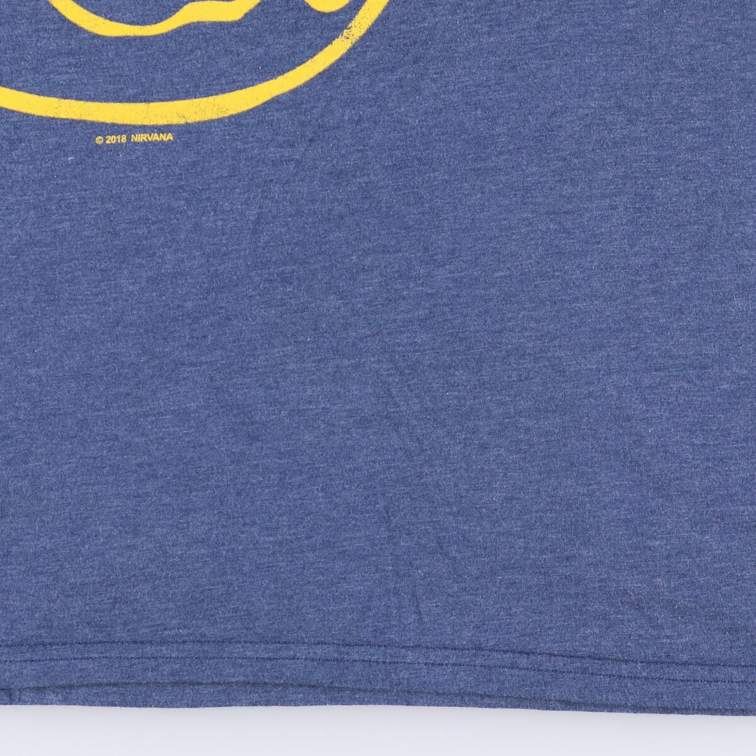 NIRVANA Nirvana Band T-shirt, Band T, Men's L size cotton blue type Vintage Second Hand