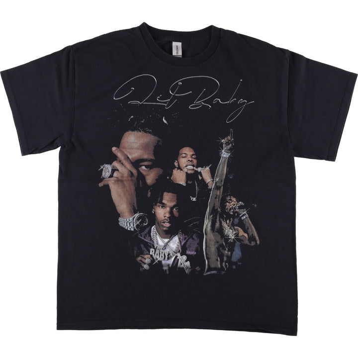 Gildan LIL BABY Rap T-shirt, Men's L size cotton black type Vintage Second Hand