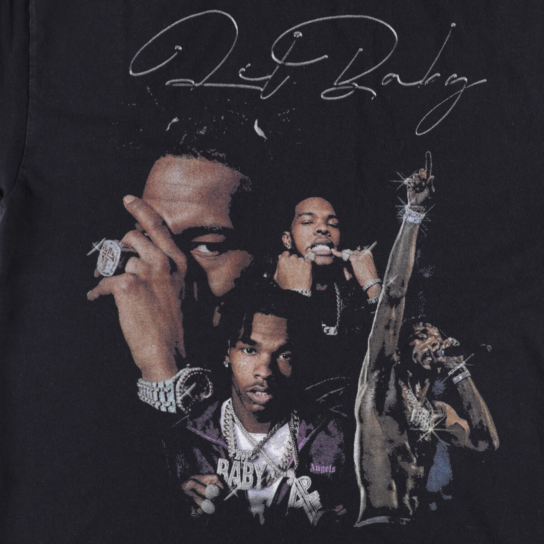 Gildan LIL BABY Rap T-shirt, Men's L size cotton black type Vintage Second Hand