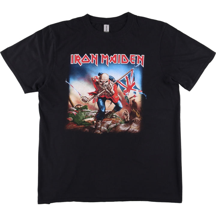 Gildan Iron Maiden Band T-Shirt, Men's L Size cotton black type Vintage Second Hand