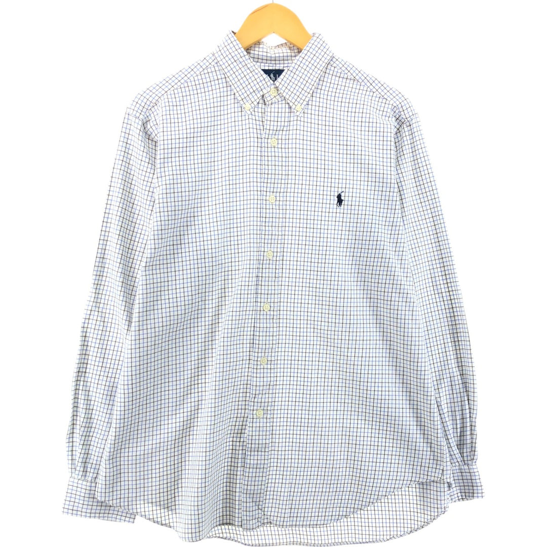 Ralph Lauren Classic Fit Long Sleeve Button Down Check Shirt, Men's Size L cotton white type Vintage Second Hand