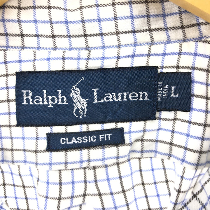 Ralph Lauren Classic Fit Long Sleeve Button Down Check Shirt, Men's Size L cotton white type Vintage Second Hand